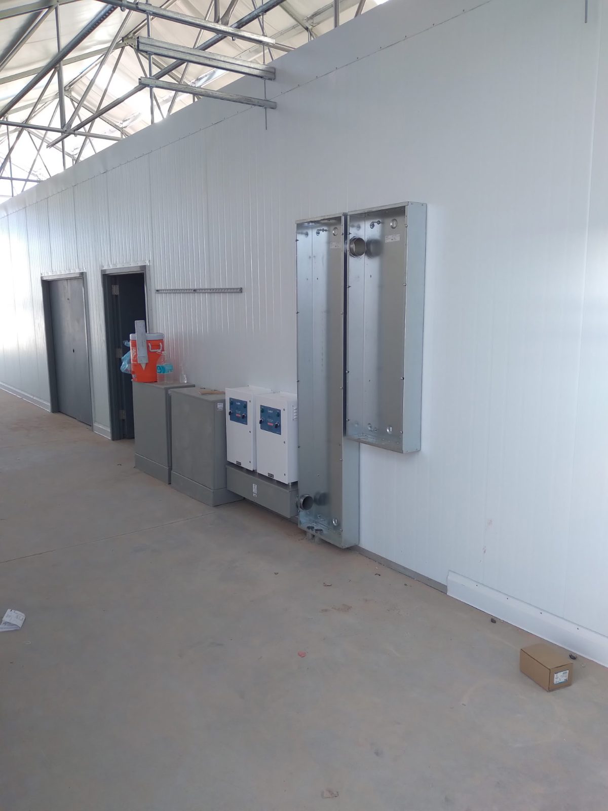 Finished electrical room with gear set and conduit run in